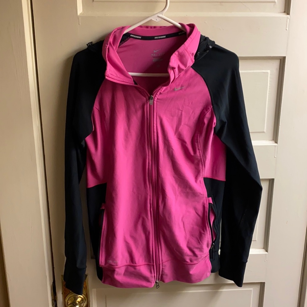 Large black and pink Nike running jacket
